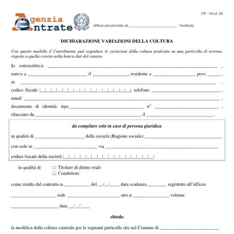 Anteprima documento Guida alle variazioni colturali per terreni e fabbricati in Italia — Immobili e fondiario