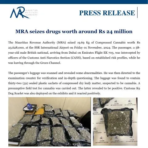 Document preview: Major Drug Seizure by MRA at SSR International Airport — Government & admin (PressRelease021124)