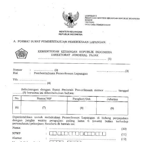 Document preview: Pentingnya Surat Pemberitahuan Pemeriksaan Lapangan dalam Pajak — Pajak & perpajakan (CERFA n°ID-DJP-Surat-Pemberitahuan-Pemeriksaan-Lapangan)