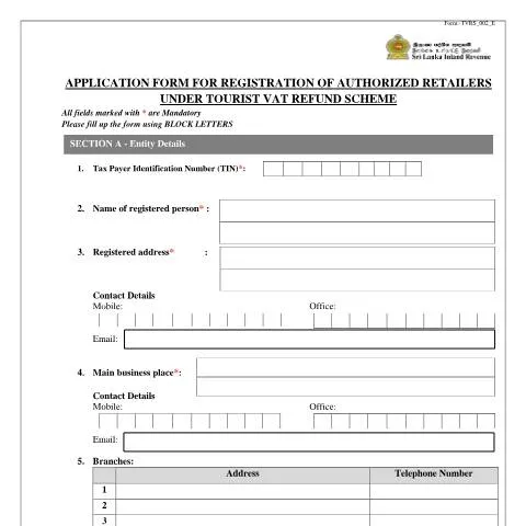 Document preview: Unlock Benefits with the Tourist VAT Refund Scheme in Sri Lanka — Taxes (CERFA n°TVRS_002)