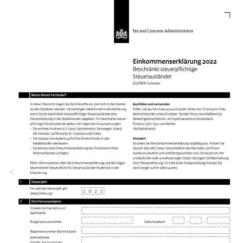 Documentvoorvertoning: Belang van de Inkomensverklaring 2022 Duits voor belastingplichtigen — Belastingen (CERFA n°ib0591z21foldui)