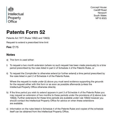 Document preview: How to Request Patent Time Limit Extensions in the UK — Legal & justice