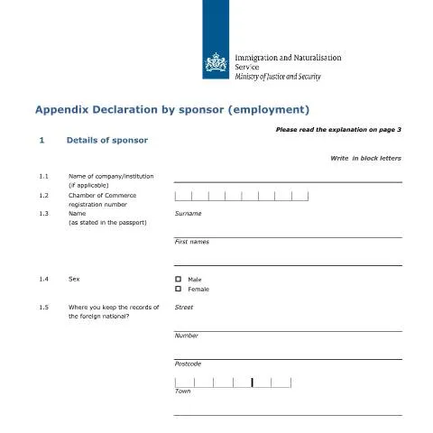 Documentvoorvertoning: Belang van de Appendix Declaration by Sponsor (Employment) — Werk (CERFA n°7622)