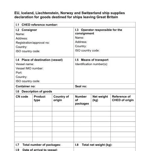 Document preview: Understanding the Ship Supplies Declaration in Maritime Trade — Government & admin