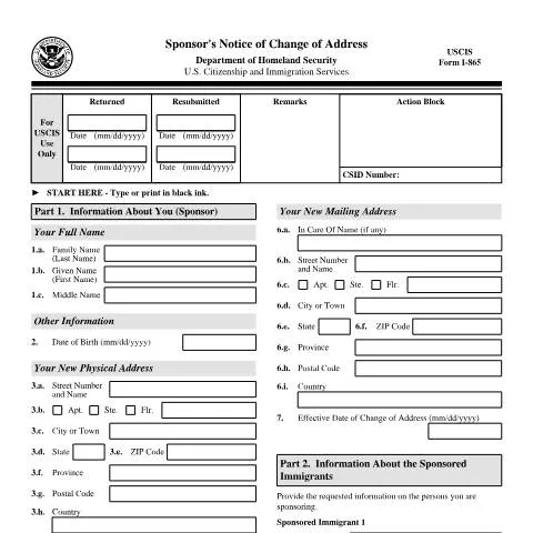 Document preview: Understanding USCIS Form I-865 for Sponsors — Immigration & visas (CERFA n°I-865)