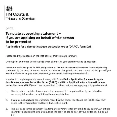 Document preview: Understanding the DA1TA Supporting Statement for DAPO Applications — Legal & justice (DA1TA)