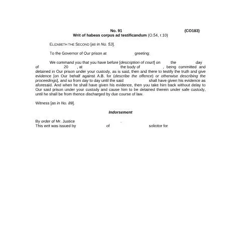 Document preview: Understanding the Writ of Habeas Corpus Ad Testificandum — Legal & justice