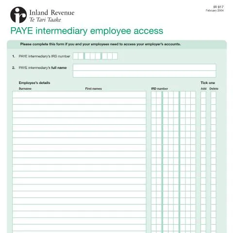Document preview: The Significance of IR917 in New Zealand's PAYE System — Government & admin (CERFA n°IR917)