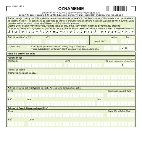 Document preview: Dôležitosť formulára OZN4311v26 v slovenskom daňovom systéme — Administratívne úkony (CERFA n°OZN4311v26)