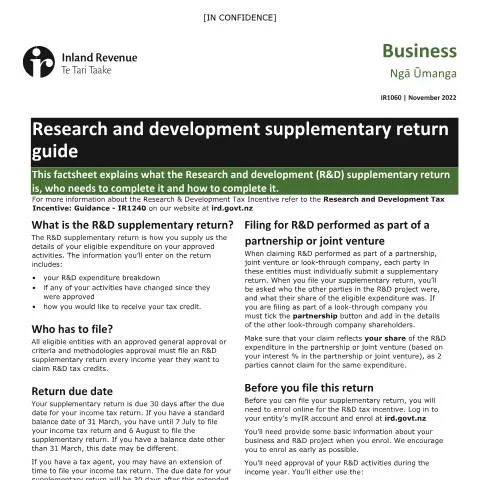 Document preview: Understanding the IR1060 for R&D Tax Incentives — Taxes (CERFA n°IR1060)