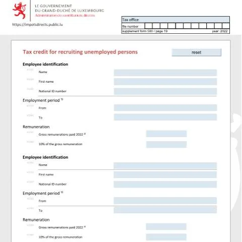 Aperçu du document Embaucher des chômeurs : un atout fiscal au Luxembourg — Impôts & fiscalité (CERFA n°bchome)
