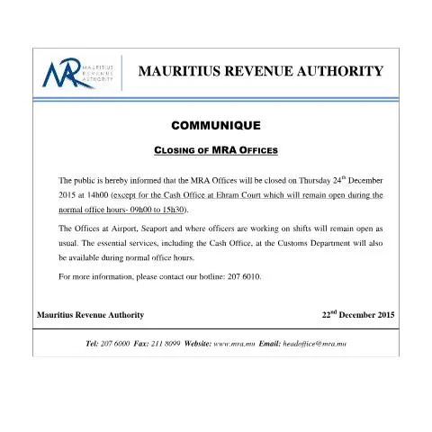 Document preview: Understanding the Temporary Closure of MRA Offices — Government & admin (CERFA n°ClosingofMRAOffices)