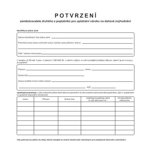 Document preview: Jak správně vyplnit potvrzení zaměstnavatele pro daňové zvýhodnění — Daně a fiskální záležitosti (CERFA n°25 5556)
