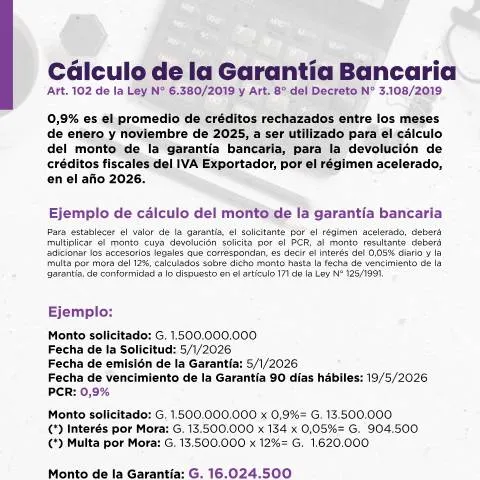 Vista previa del documento Cálculo de Garantía Bancaria para Créditos Fiscales en Paraguay — Impuestos