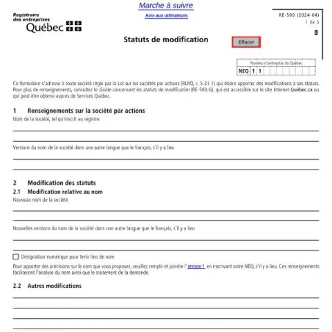 Document preview: Understanding the Official Statutes Modification Process in Quebec (French) — Government & admin (RE-500)