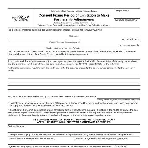 Document preview: Navigating the Complexities of IRS Form 921-M — Taxes (CERFA n°921M)