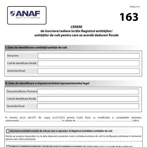 Document preview: Înscriere/Radiere în Registrul Entităților Religioase — Formalități administrative (CERFA n°A2_OPANAF_819_2019)