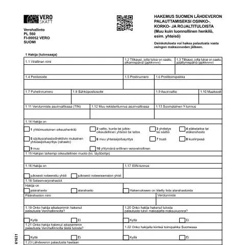 Document preview: Ulkomaiset yhteisöt ja lähdeveron palautus — Verot & verotus