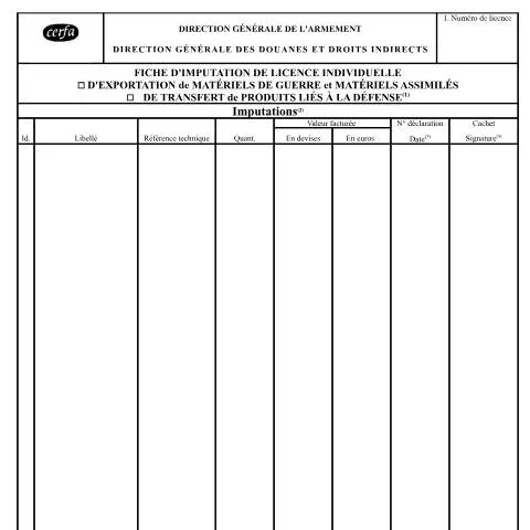 Aperçu du document Formulaire d'imputation 15044*01 : traçabilité des exportations — Démarches administratives (CERFA n°15044*01)