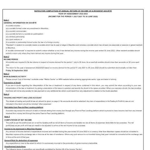 Document preview: A Comprehensive Guide to the 2022/2023 Income Return — Government & admin (CERFA n°NotesIT06-2022)