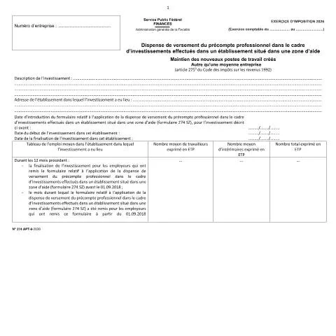 Aperçu du document Optimisez vos investissements grâce à la dispense de précompte — Impôts & fiscalité (CERFA n°122-274-apt-9)