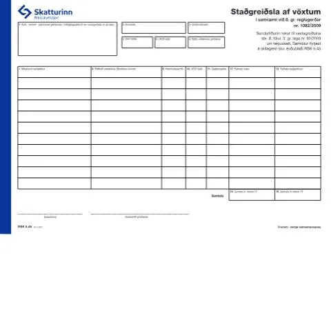 Document preview: Skattaskylda af vöxtum samkvæmt íslenskum lögum — Skattar & fjármál (CERFA n°RSK 5.46)