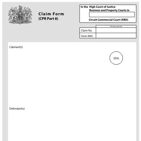 Document preview: Essential Guide to the N208 Claim Form in Regional Commercial Court — Legal & justice