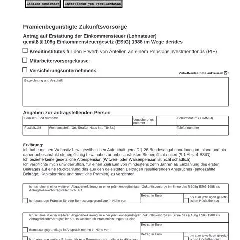 Dokumentvorschau: E108g: Antrag auf Steuererstattung für Pensionsfonds — Steuern (CERFA n°E108g)