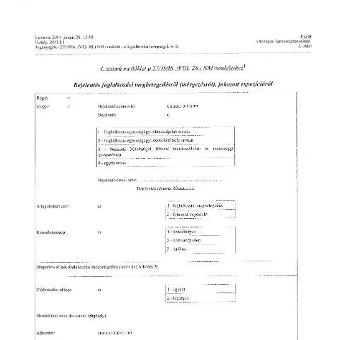 Document preview: Munkahelyi betegség bejelentő űrlap kézi kitöltéssel — Egészség (CERFA n°MT.77.K)