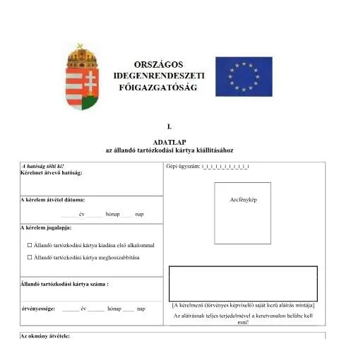 Document preview: Állandó tartózkodási kártya: Kérelem és eljárás — Bevándorlás & vízumok