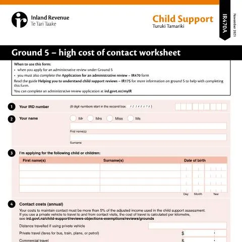 Document preview: Understanding Ground 5: High Cost of Contact Worksheet IR470A in New — Family (CERFA n°IR470A)