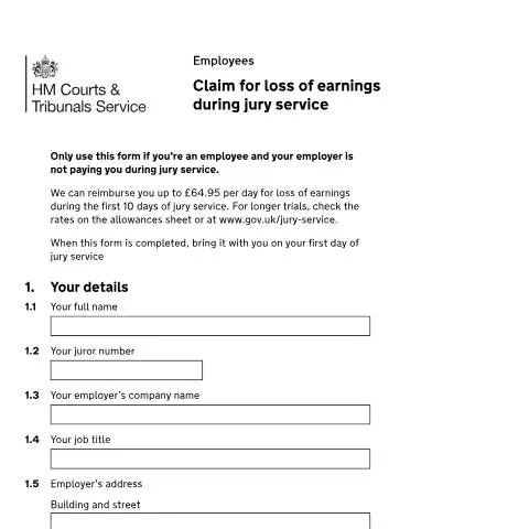 Document preview: How to Claim Financial Compensation for Jury Service in the UK — Work & employment