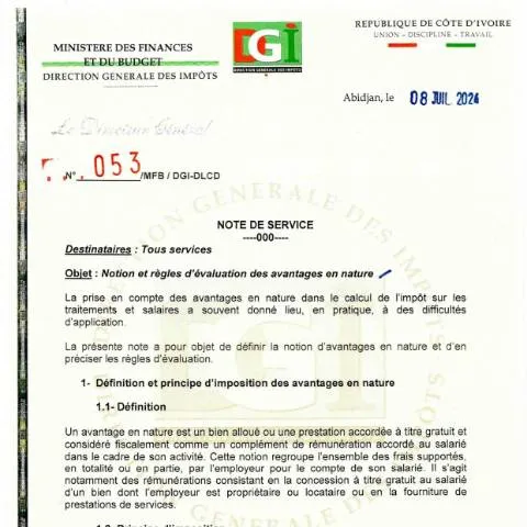 Aperçu du document Comprendre les enjeux des avantages en nature en Côte d'Ivoire — Démarches administratives