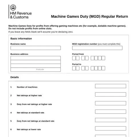 Document preview: MGD Regular Return: UK Gaming Machine Tax Compliance Explained — Taxes