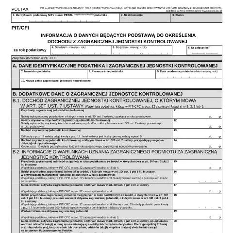 Document preview: Znaczenie formularza PIT/CFI w polskim systemie podatkowym — Podatki i fiskalność (CERFA n°PIT/CFI)