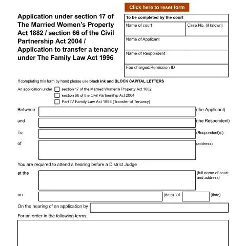 Document preview: Understanding Property and Tenancy Transfer Applications in the UK — Family