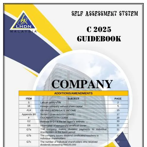 Document preview: Panduan Lengkap Buku Panduan C 2025 untuk Syarikat — Cukai & percukaian