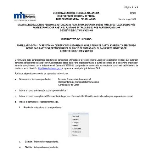 Vista previa del documento Instructivo para la aplicación del Decreto 42799-H en Costa Rica — Trámites administrativos (CERFA n°Instructivo_formulario_aplicacion_decreto_42799_H_mayo)