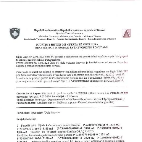 Document preview: Rëndësia e Ofertave të Mbyllura në Shitje — Procedura administrative
