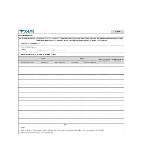Document preview: Navigating the DA 199 19 Form for EV Battery Customs Duties — Customs & trade (CERFA n°DA 199 19)