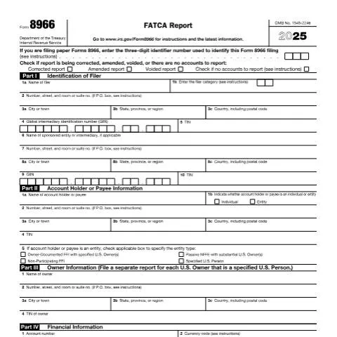 Document preview: Navigating IRS Form 8966 for Foreign Asset Reporting — Taxes (CERFA n°8966)