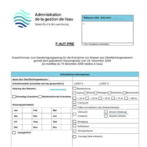 Aperçu du document Comprendre le formulaire de prélèvement d'eau au Luxembourg — Démarches administratives (CERFA n°10-f-aut-pre)