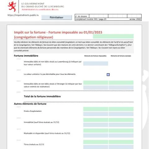 Aperçu du document Comprendre la déclaration de fortune des congrégations religieuses — Impôts & fiscalité (CERFA n°crf)