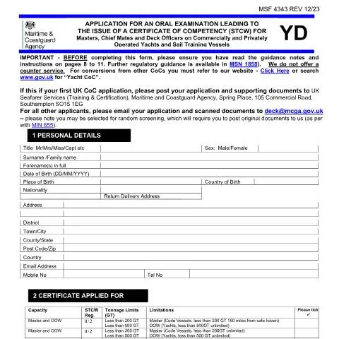 Document preview: Maritime and Coastguard Agency Deck Yacht Certification Guide — Government & admin