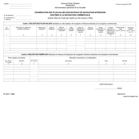 Aperçu du document Formulaire 155-276p : Exonération des plus-values sur bateaux — Impôts & fiscalité (CERFA n°155-276p)