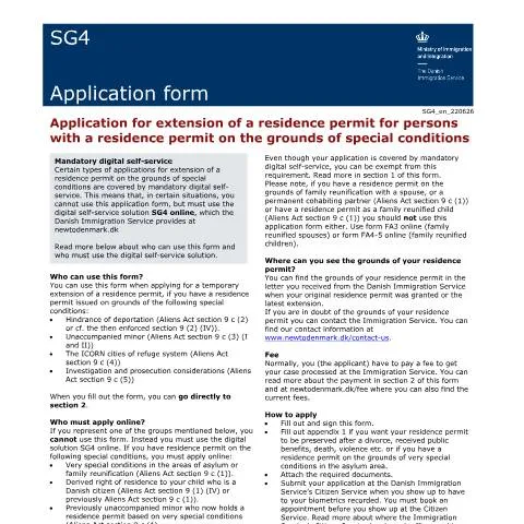 Document preview: Navigering i SG4-formularen til opholdstilladelse — Administrative procedurer (CERFA n°SG4)