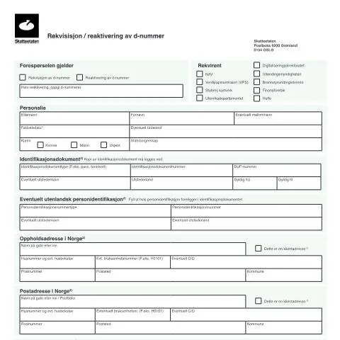 Document preview: Slik får du D-nummer i Norge: Steg-for-steg guide — Skatt & avgifter (CERFA n°RF-1450)