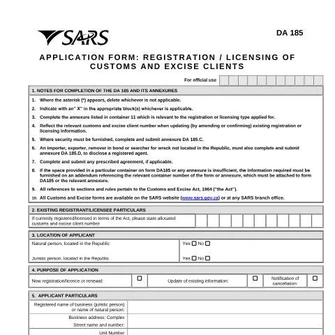 Document preview: Understanding the DA 185 Form for Trade Compliance — Government & admin (CERFA n°DA 185)
