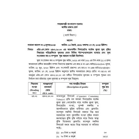 Document preview: GO Cigerattes: বাংলাদেশের সিগারেট নীতিমালা — প্রশাসনিক কার্যক্রম (CERFA n°GO_Cigerattes._)