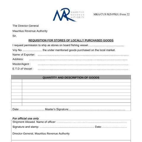Document preview: Understanding Form 22 for Efficient Fishing Operations — Government & admin (CERFA n°Form22Requisition)